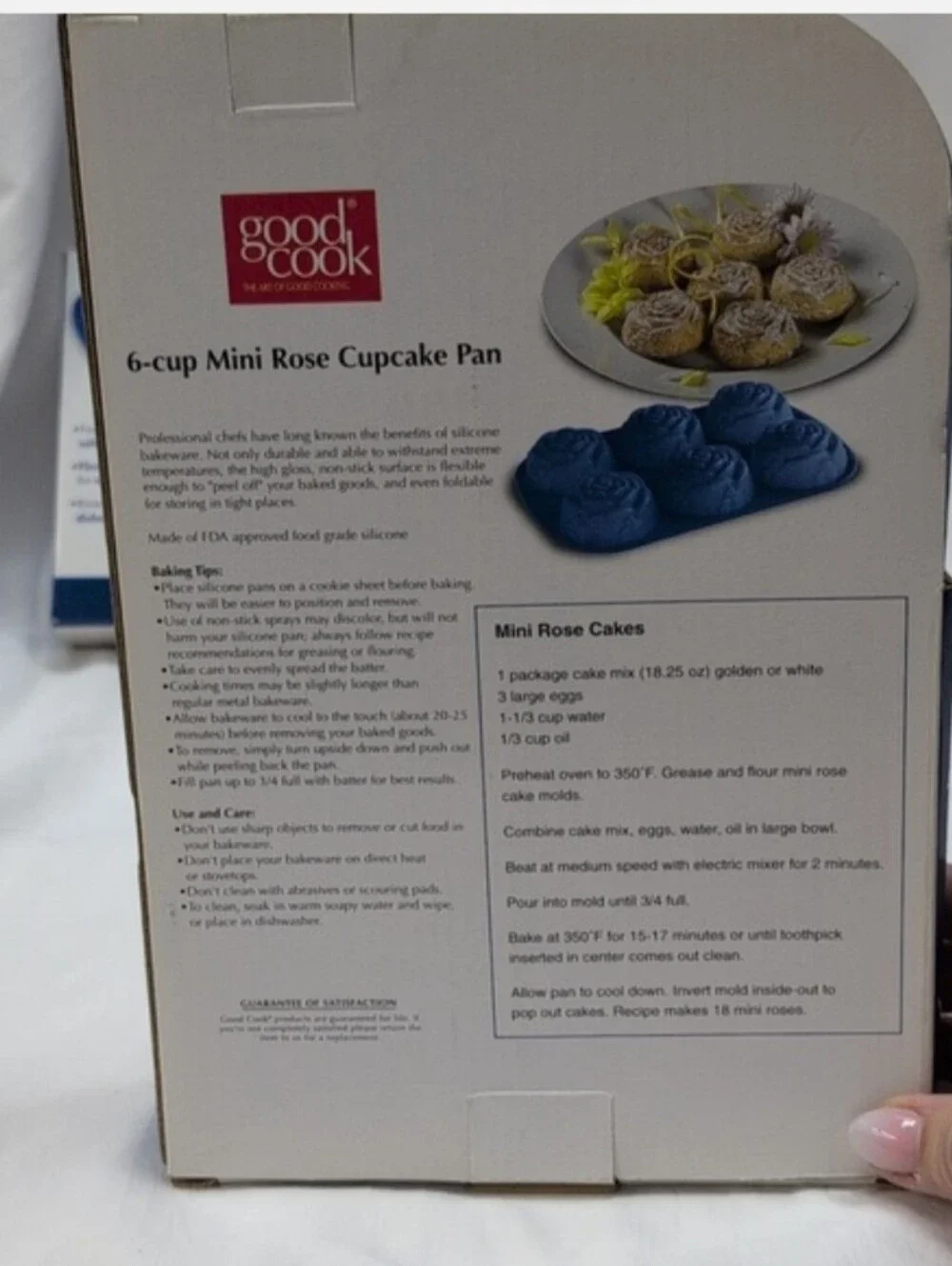 Good Cook 2 Mini Sweetheart Rose & 1 Rose Cake Silicone Bakeware Mold NIB